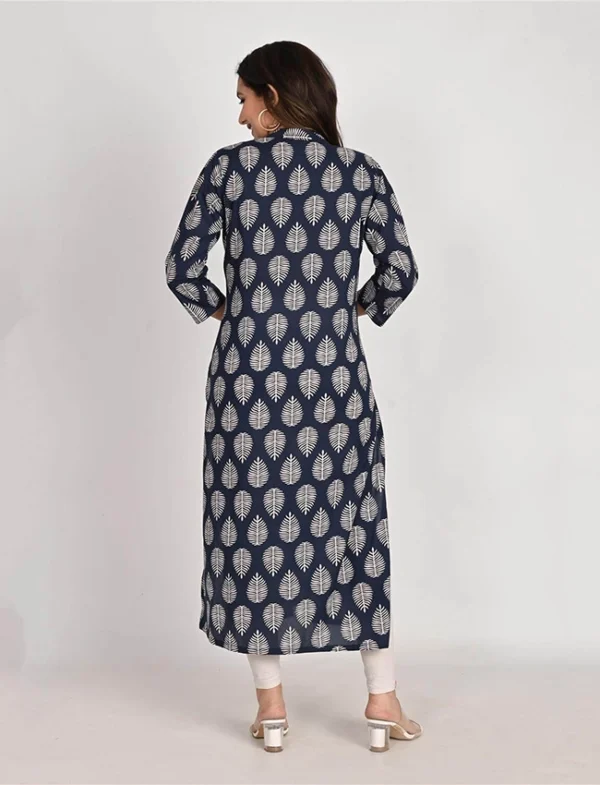 Gunmetal Gleam Hand Printed Cotton Kurta - Image 2
