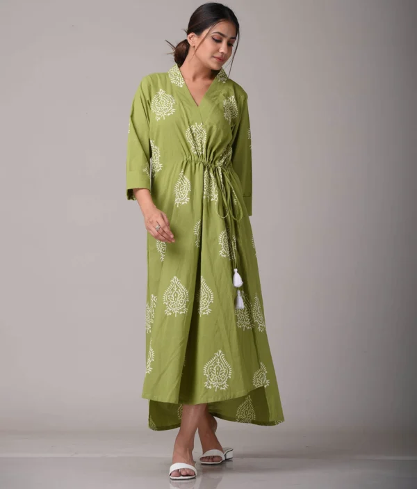 Uneven Green Kaftan Style Dress