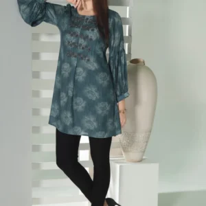 Timeless Elegance: Grey Kurti with Gunmetal Hand Embroidery