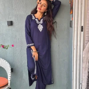 Heer Rayon 2 PC Navy Blue chikankari kurta set
